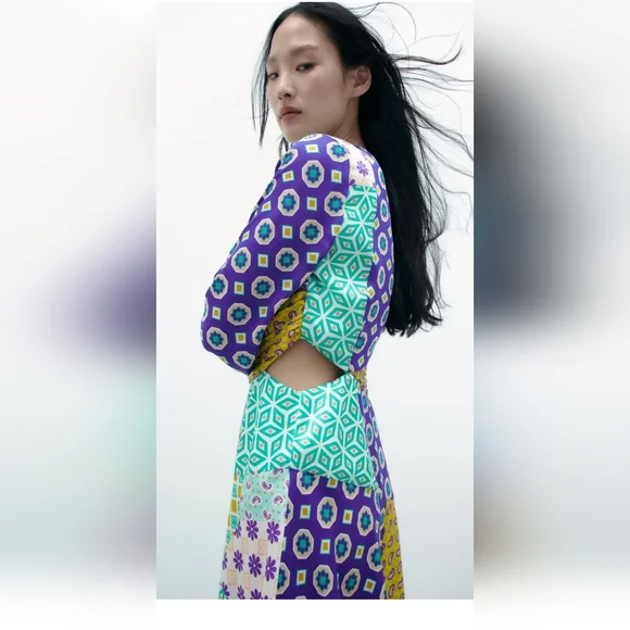 Zara printed midi dress - Picture 3 of 4